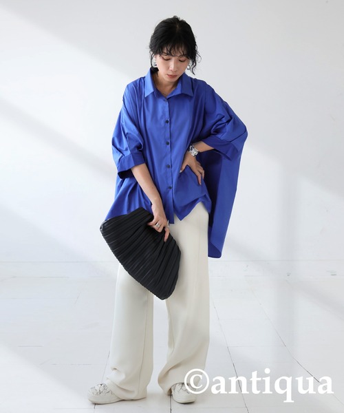 antiqua(アンティカ)の「ドルマンシャツ(シャツ/ブラウス・レディース・ブラック/ブルー・ONESIZE)」の21枚目の写真