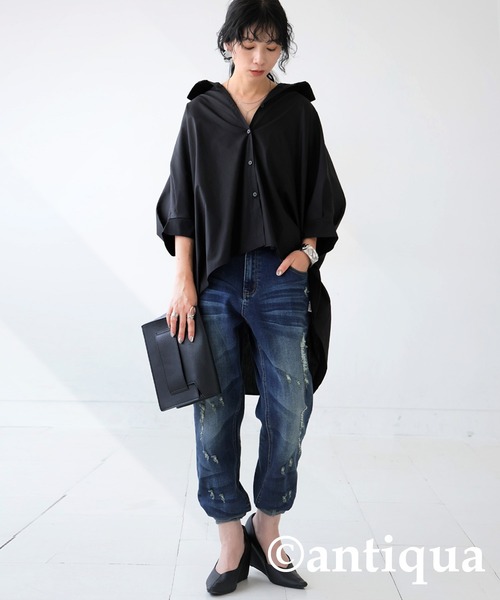 antiqua(アンティカ)の「ドルマンシャツ(シャツ/ブラウス・レディース・ブラック/ブルー・ONESIZE)」の17枚目の写真