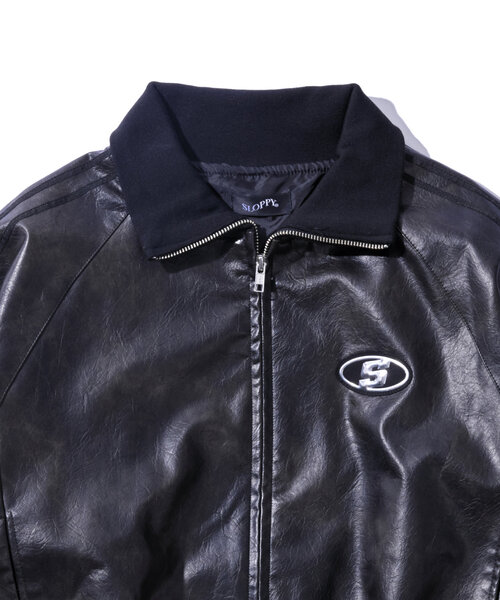【SLOPPY】Sロゴフェイクレザースタンドカラーブルゾン SLOPPY】Sロゴフェイクレザースタンドカラーブルゾン SLOPPY】Sロゴ