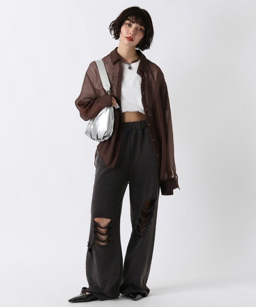 PAGEBOY（ページボーイ）の「ダメージウラケパンツ（その他パンツ・レディース・ブラック/ダークグリーン・FREE）」の3枚目の写真