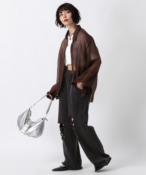 PAGEBOY（ページボーイ）の「ダメージウラケパンツ（その他パンツ・レディース・ブラック/ダークグリーン・FREE）」の4枚目の写真