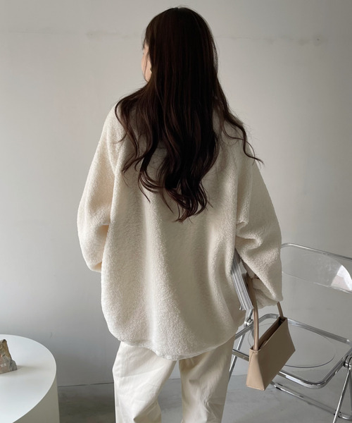 U.S. POLO ASSN.（ユーエスポロアッスン）の「U.S. POLO ASSN. スタンドカラー ボアフリース ジャケット（ブルゾン・レディース・アイボリー/ブラック/ベージュ/オレンジ/ダークブルー・M/L）」の10枚目の写真