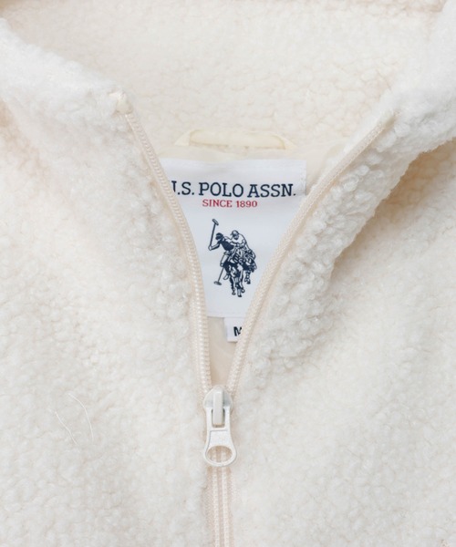 U.S. POLO ASSN.（ユーエスポロアッスン）の「U.S. POLO ASSN. スタンドカラー ボアフリース ジャケット（ブルゾン・レディース・アイボリー/ブラック/ベージュ/オレンジ/ダークブルー・M/L）」の20枚目の写真