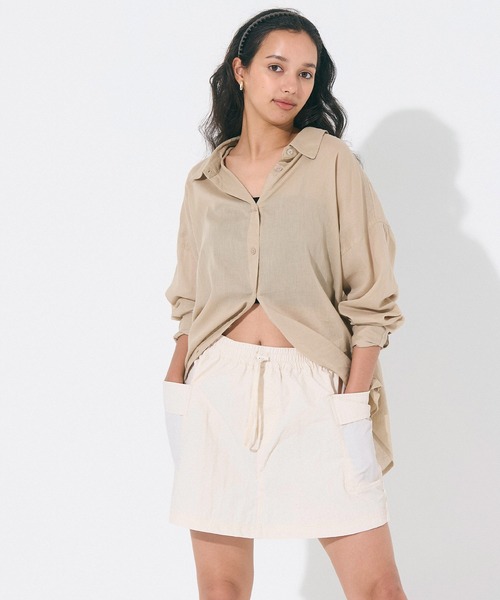 coca（coca）（コカ）の「ワッシャーナイロンキュロット/撥水（カーゴパンツ・レディース・ブラック/カーキ/ライトベージュ/レッド/ホワイト・M/L/S）」の19枚目の写真