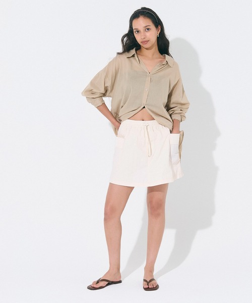 coca（coca）（コカ）の「ワッシャーナイロンキュロット/撥水（カーゴパンツ・レディース・ブラック/カーキ/ライトベージュ/レッド/ホワイト・M/L/S）」の17枚目の写真