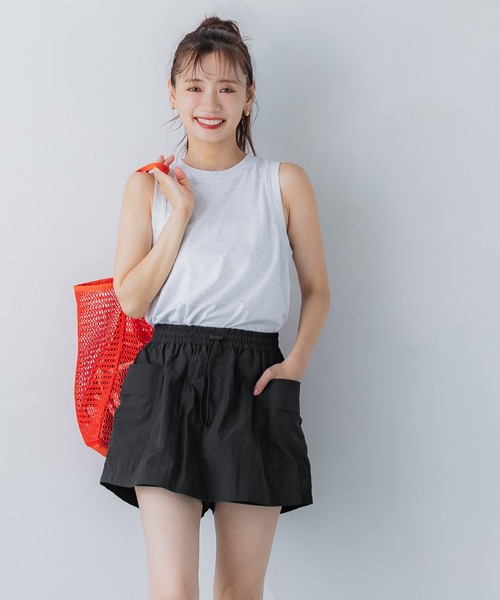 coca（coca）（コカ）の「ワッシャーナイロンキュロット/撥水（カーゴパンツ・レディース・ブラック/カーキ/ライトベージュ/レッド/ホワイト・M/L/S）」の14枚目の写真