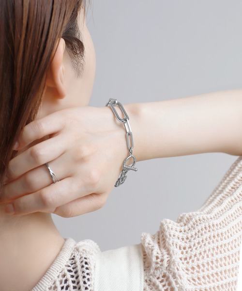 ANEMONE（アネモネ）の「【ステンレス】コンビチェーンマンテルブレスレット（ブレスレット・レディース・シルバー・FREE）」の5枚目の写真