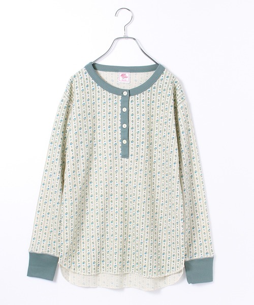 JEMORGAN（ジェーイーモーガン）の「【JEMORGAN / ジェーイーモーガン】花柄ワッフル クレリックヘンリーネックロンＴ レディース 長袖 カットソー(PACK入り)（Tシャツ/カットソー・レディース・ブルー系1/ピンク系1/パープル系1/ブルー系2・F）」の9枚目の写真