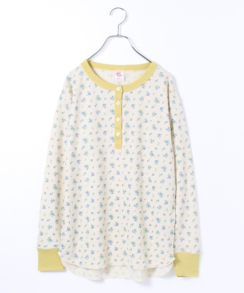 JEMORGAN（ジェーイーモーガン）の「【JEMORGAN / ジェーイーモーガン】花柄ワッフル クレリックヘンリーネックロンＴ レディース 長袖 カットソー(PACK入り)（Tシャツ/カットソー・レディース・ブルー系1/ピンク系1/パープル系1/ブルー系2・F）」の11枚目の写真