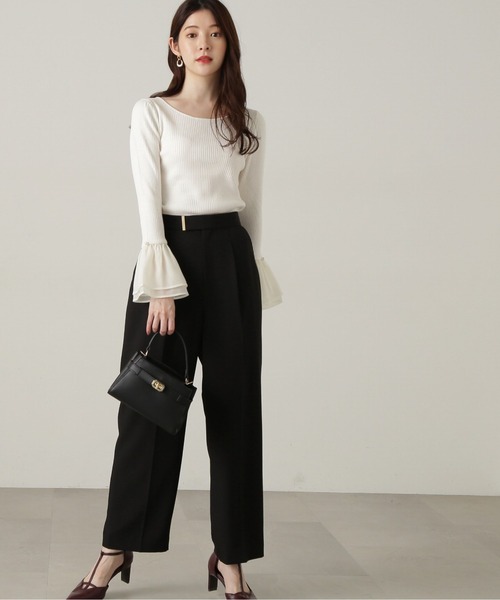 PROPORTION BODY DRESSING(プロポーションボディドレッシング)の「金具付きストレートパンツ / 1214230900(その他パンツ・レディース・ブラック/ベージュ・X-SMALL/SMALL/MEDIUM)」の4枚目の写真