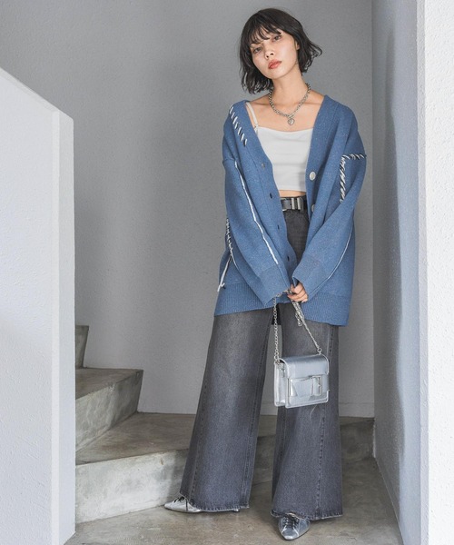 がラフ　kaja✦BLUE✦DENIM✦サイズ3 ovy MATSUFUJI [ Wide Bleach Denim Trousers ] BLUE | ロイド・エフ