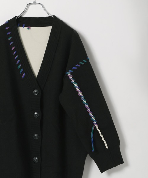 PAGEBOY（ページボーイ）の「Wフェイスネップステッチカーディガン（ニット/セーター・レディース・オフホワイト/ブルー/ブラック/モカ・FREE）」の21枚目の写真