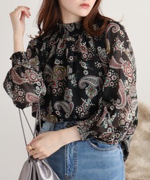 BRODIAEA ペイズリー柄シフォンプルオーバー