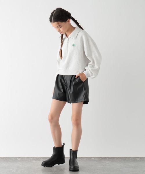 GLOBAL WORK（グローバルワーク）の「乾きやすいハーフZIPショート/145496（スウェット・キッズ・ホワイト×ブルー/ホワイト系その他/ブラック・130cm/140cm/150cm/160cm）」の5枚目の写真