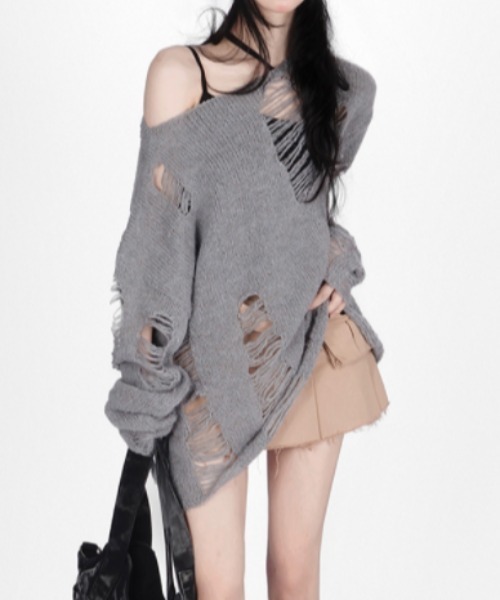 セール】ダメージルースニット（ニット/セーター）｜GEMEDA（ジェメダ