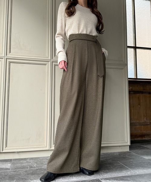 junoah(ジュノア)の「ヘリンボーン2WAYワイドパンツ(スラックス・レディース・ブラウン/ブラック/グレー・MEDIUM/LARGE/X-LARGE)」の9枚目の写真