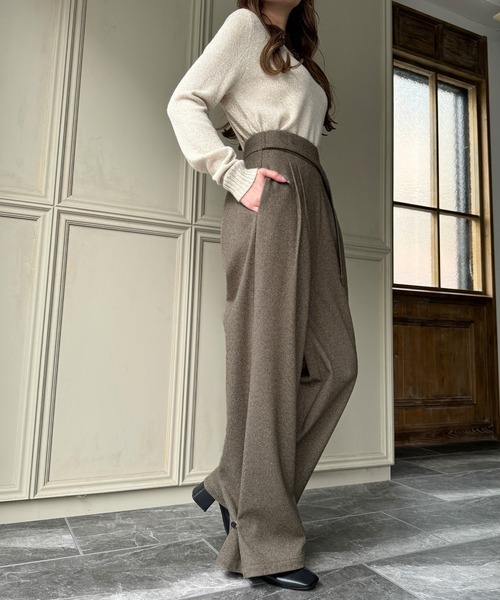 junoah(ジュノア)の「ヘリンボーン2WAYワイドパンツ(スラックス・レディース・ブラウン/ブラック/グレー・MEDIUM/LARGE/X-LARGE)」の10枚目の写真