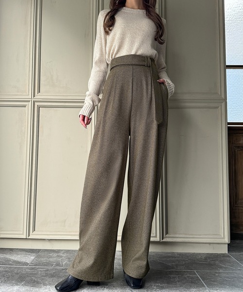 junoah(ジュノア)の「ヘリンボーン2WAYワイドパンツ(スラックス・レディース・ブラウン/ブラック/グレー・MEDIUM/LARGE/X-LARGE)」の12枚目の写真