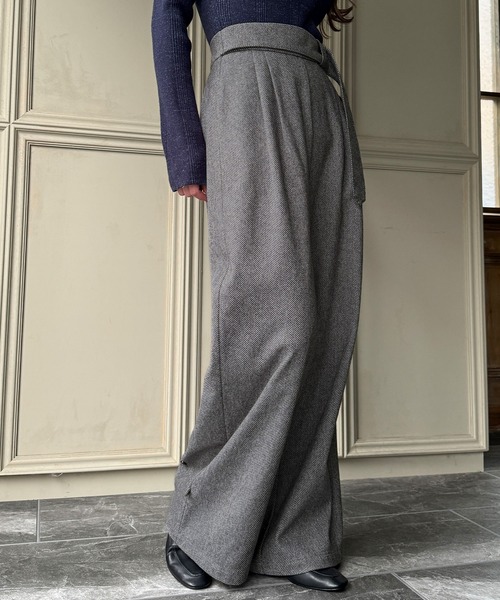 junoah(ジュノア)の「ヘリンボーン2WAYワイドパンツ(スラックス・レディース・ブラウン/ブラック/グレー・MEDIUM/LARGE/X-LARGE)」の15枚目の写真