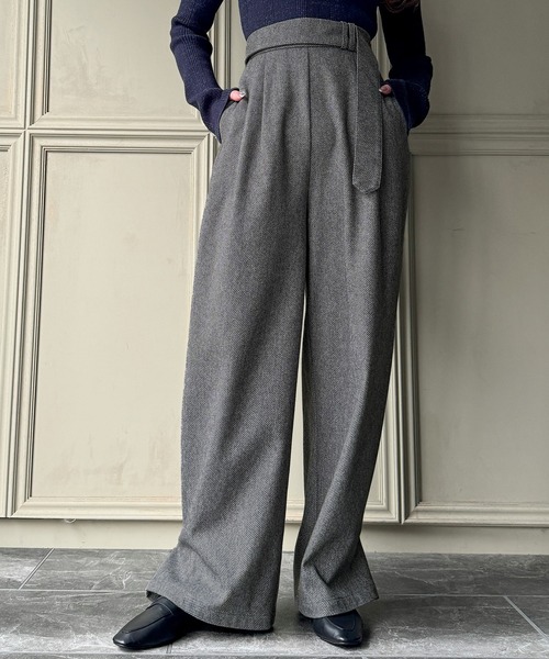 junoah(ジュノア)の「ヘリンボーン2WAYワイドパンツ(スラックス・レディース・ブラウン/ブラック/グレー・MEDIUM/LARGE/X-LARGE)」の17枚目の写真
