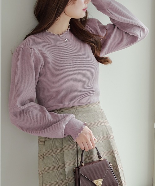 Another Branch olive des olive(アナザーブランチオリーブデオリーブ)の「パワショルリブプルオーバー(ニット/セーター・レディース・ラベンダー/ボルドー/グリーン/チャコールグレー/その他12/オフホワイト/ブラック/グレイッシュベージュ・FREE)」の7枚目の写真