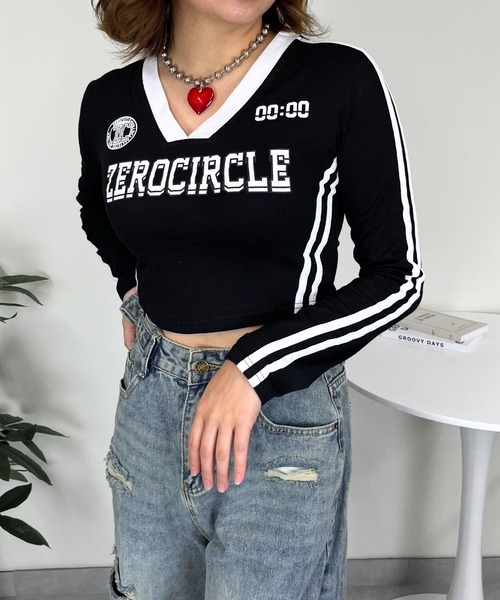 sevens(セブンズ)の「【sevens】Vネックダブル袖ラインちびロンティ(Tシャツ/カットソー・レディース・ブラック・FREE)」の5枚目の写真