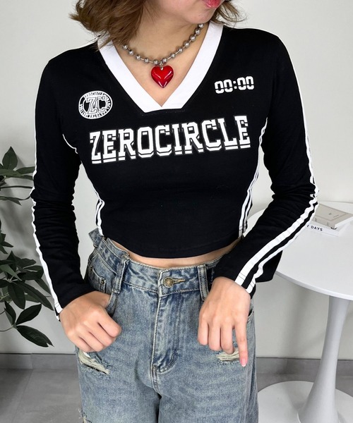 sevens(セブンズ)の「【sevens】Vネックダブル袖ラインちびロンティ(Tシャツ/カットソー・レディース・ブラック・FREE)」の7枚目の写真