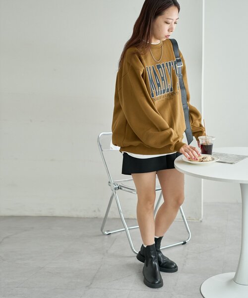 DISCOAT(ディスコート)の「【新色追加!/ユニセックス/WEB限定】MALBLYSロゴプリントスウェット(Tシャツ/カットソー・レディース・ネイビー/キャメル/ライトグレー/チャコールグレー/グレー・FREE)」の6枚目の写真