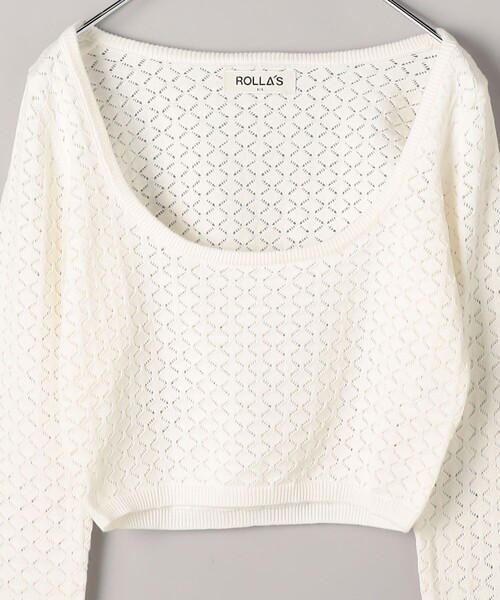 FREAK'S STORE(フリークスストア)の「ROLLA’S/ローラス SCOOP TOP DIAMOND KNIT/ダイヤモンド ニット スクープ トップ/ショート丈ニット(ニット/セーター・レディース・オフホワイト・SMALL)」の3枚目の写真