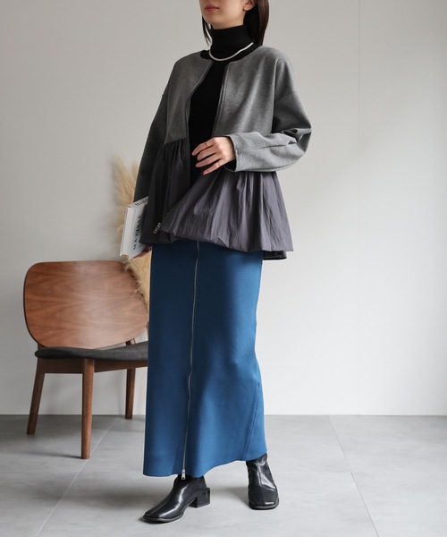 sakishimatokyo（サキシマトーキョー）の「異素材ドッキングペプラムブルゾン/ジャケット/羽織り/秋冬（ブルゾン・レディース・グレー/ブラック/ベージュ・FREE）」の8枚目の写真