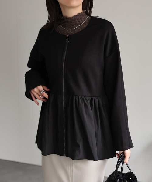 sakishimatokyo（サキシマトーキョー）の「異素材ドッキングペプラムブルゾン/ジャケット/羽織り/秋冬（ブルゾン・レディース・グレー/ブラック/ベージュ・FREE）」の16枚目の写真