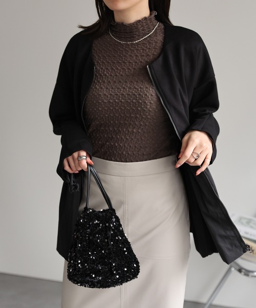 sakishimatokyo（サキシマトーキョー）の「異素材ドッキングペプラムブルゾン/ジャケット/羽織り/秋冬（ブルゾン・レディース・グレー/ブラック/ベージュ・FREE）」の17枚目の写真