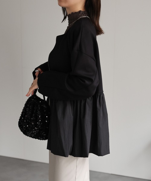 sakishimatokyo（サキシマトーキョー）の「異素材ドッキングペプラムブルゾン/ジャケット/羽織り/秋冬（ブルゾン・レディース・グレー/ブラック/ベージュ・FREE）」の18枚目の写真