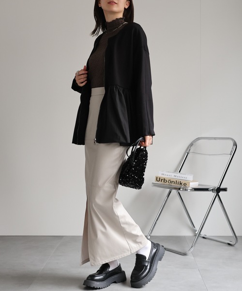 sakishimatokyo（サキシマトーキョー）の「異素材ドッキングペプラムブルゾン/ジャケット/羽織り/秋冬（ブルゾン・レディース・グレー/ブラック/ベージュ・FREE）」の20枚目の写真