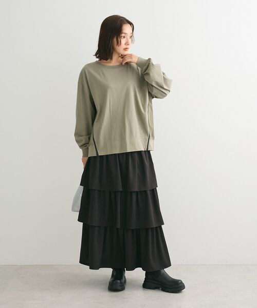 ELENCARE DUE(エレンカーレデュエ)の「・ELENCARE DUE ティアードロングスカート(スカート・レディース・ストライプ/ブラック・FREE)」の9枚目の写真