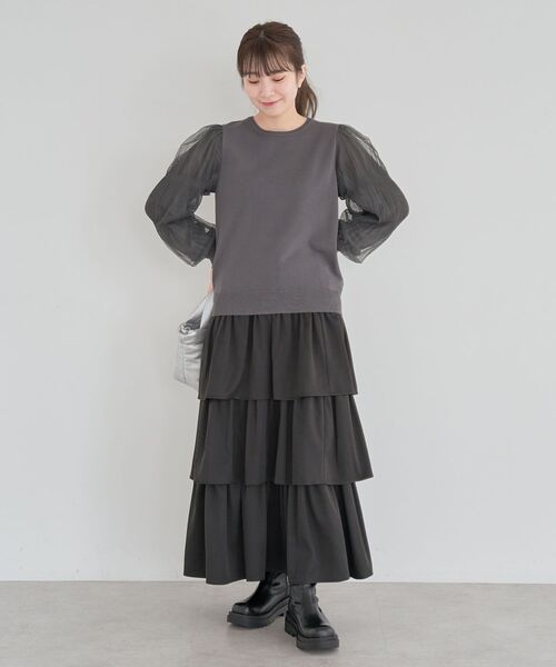 ELENCARE DUE(エレンカーレデュエ)の「・ELENCARE DUE ティアードロングスカート(スカート・レディース・ストライプ/ブラック・FREE)」の10枚目の写真