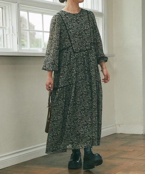 un dix cors（アンディコール）の「前後2WAYフラワープリントワンピース（ワンピース・レディース・ブラック/イエロー・FREE）」の17枚目の写真