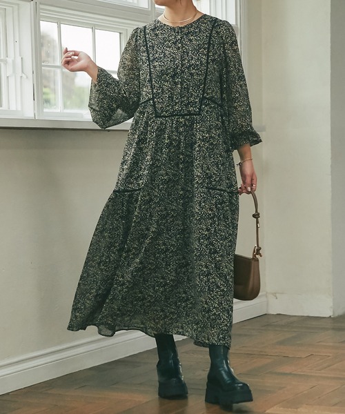 un dix cors（アンディコール）の「前後2WAYフラワープリントワンピース（ワンピース・レディース・ブラック/イエロー・FREE）」の13枚目の写真