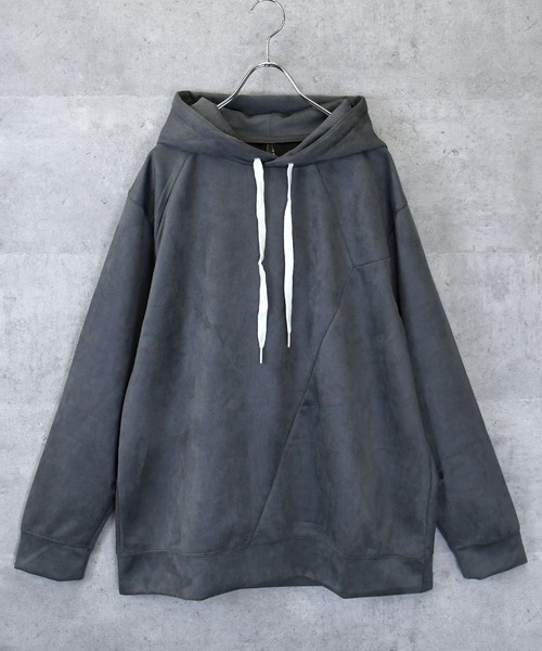 Anytime Songs（エニータイムソングス）の「faux suede switching design cutsew/スウェードタッチ 切り替えデザイン パーカー（パーカー・メンズ・ブラック/グレイッシュベージュ/サックスブルー/オフホワイト/チャコールグレー・L/XL/M）」の14枚目の写真