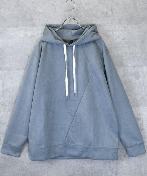 Anytime Songs（エニータイムソングス）の「faux suede switching design cutsew/スウェードタッチ 切り替えデザイン パーカー（パーカー・メンズ・ブラック/グレイッシュベージュ/サックスブルー/オフホワイト/チャコールグレー・L/XL/M）」の15枚目の写真