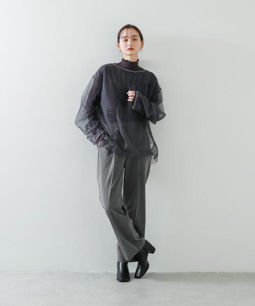 SENSE OF PLACE by URBAN RESEARCH（センスオブプレイスバイアーバンリサーチ）の「シャーリングチュールトップ（Tシャツ/カットソー・レディース・ライトブルー/アイボリー/チャコールグレー・ONE）」の5枚目の写真