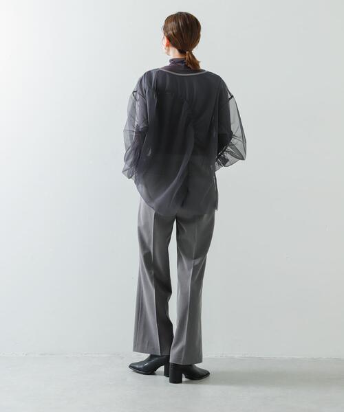 SENSE OF PLACE by URBAN RESEARCH（センスオブプレイスバイアーバンリサーチ）の「シャーリングチュールトップ（Tシャツ/カットソー・レディース・ライトブルー/アイボリー/チャコールグレー・ONE）」の7枚目の写真