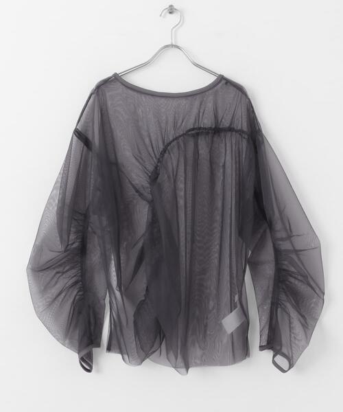 SENSE OF PLACE by URBAN RESEARCH（センスオブプレイスバイアーバンリサーチ）の「シャーリングチュールトップ（Tシャツ/カットソー・レディース・ライトブルー/アイボリー/チャコールグレー・ONE）」の8枚目の写真