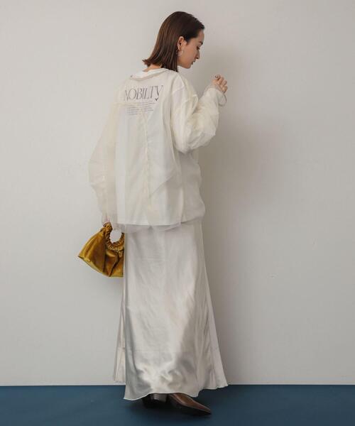 SENSE OF PLACE by URBAN RESEARCH（センスオブプレイスバイアーバンリサーチ）の「シャーリングチュールトップ（Tシャツ/カットソー・レディース・ライトブルー/アイボリー/チャコールグレー・ONE）」の14枚目の写真