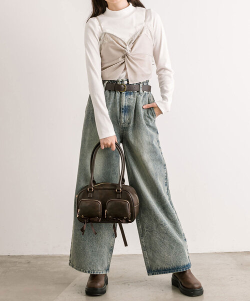 OLIVE des OLIVE（オリーブデオリーブ）の「レースツイストビスチェ（シャツ/ブラウス・レディース・アイボリー/グレー/ブラック系その他・FREE）」の5枚目の写真