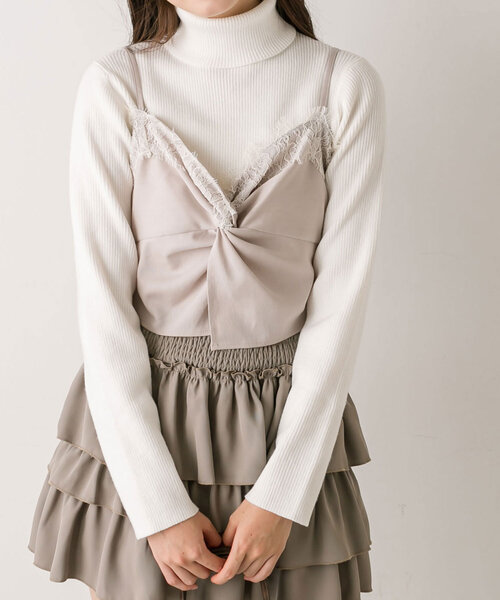 OLIVE des OLIVE（オリーブデオリーブ）の「レースツイストビスチェ（シャツ/ブラウス・レディース・アイボリー/グレー/ブラック系その他・FREE）」の6枚目の写真