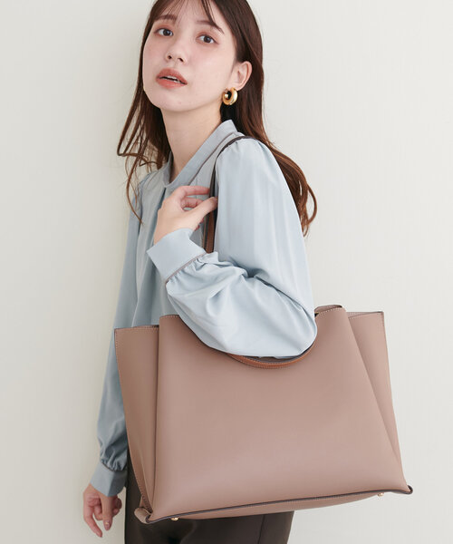 natural couture（ナチュラルクチュール）の「横型Ａ４トートバッグ（ショルダーバッグ・レディース・アイボリー/ブラック/モカ・FREE）」の17枚目の写真