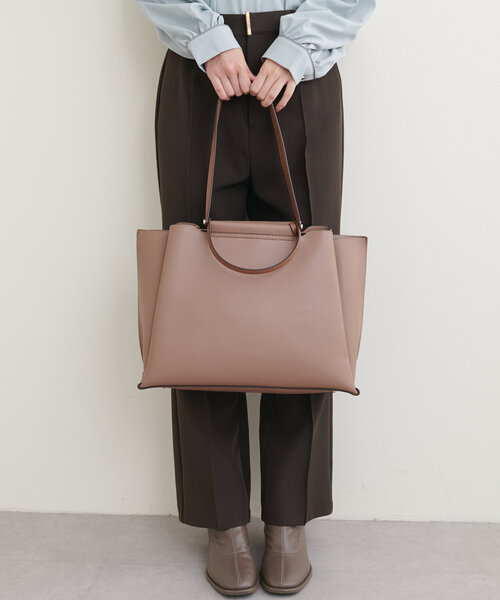 natural couture（ナチュラルクチュール）の「横型Ａ４トートバッグ（ショルダーバッグ・レディース・アイボリー/ブラック/モカ・FREE）」の18枚目の写真