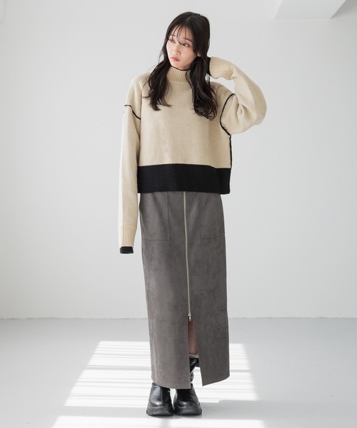 LOWRYS FARM(ローリーズファーム)の「リバーシブルハイネックニットLS 247766(ニット/セーター・レディース・ベージュ/オレンジ/ブルー・FREE)」の5枚目の写真