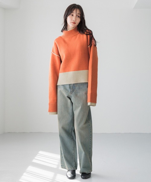 LOWRYS FARM(ローリーズファーム)の「リバーシブルハイネックニットLS 247766(ニット/セーター・レディース・ベージュ/オレンジ/ブルー・FREE)」の21枚目の写真